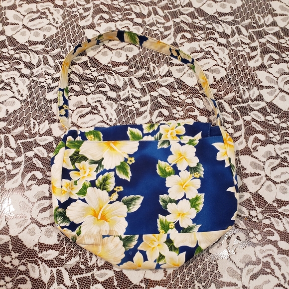 Vintage Hawaiian Coconut Girl Mini Bag Hibiscus Tropical Local Design - Picture 2 of 7